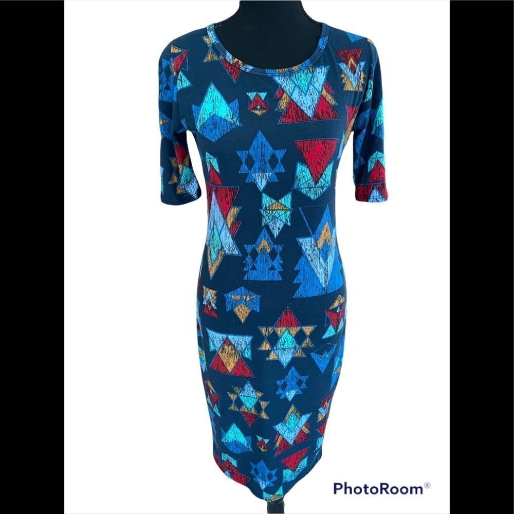 Lularoe Julia patterned sheath dress, size XS
